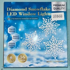 Diamond Snowflake LED Window Lights NWT